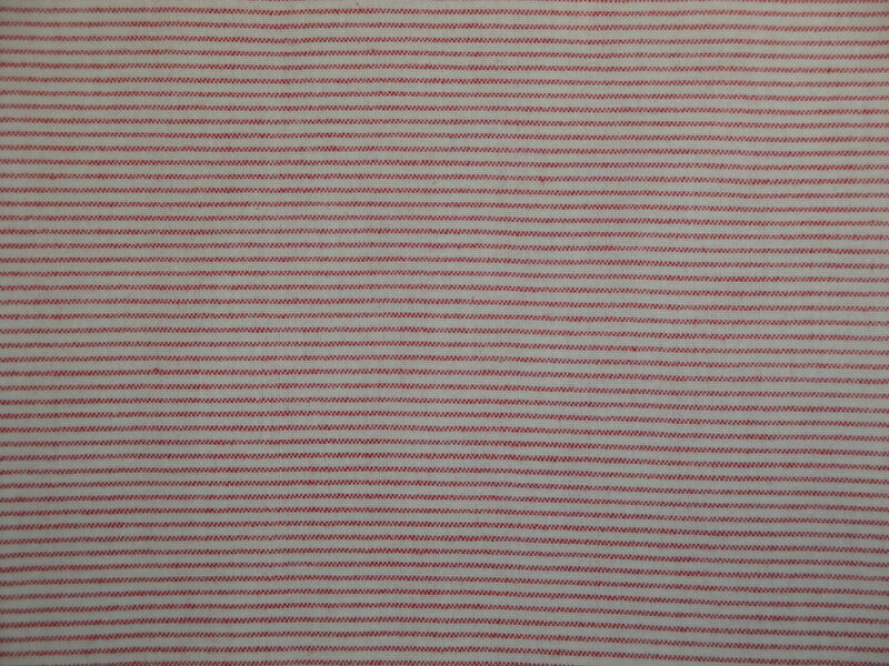 Providence Red White Thin Horizontal Stripe Cotton Homespun Fabric  - product image  