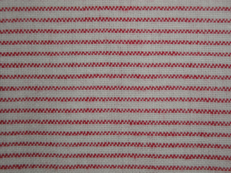 Providence Red White Thin Horizontal Stripe Cotton Homespun Fabric  - product image  