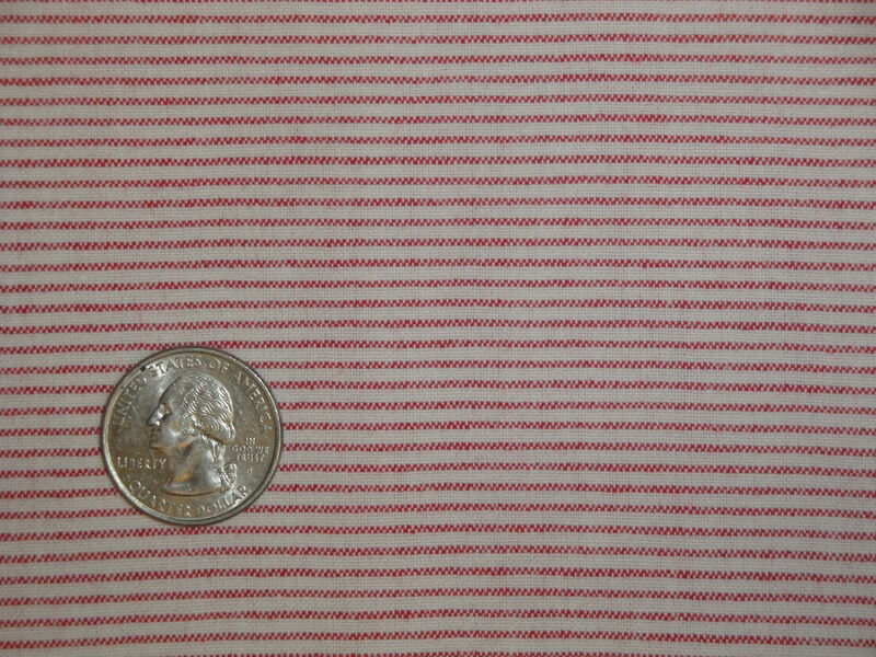 Providence Red White Thin Horizontal Stripe Cotton Homespun Fabric  - product image  