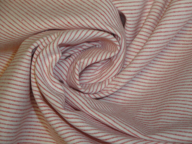 Providence Red White Thin Horizontal Stripe Cotton Homespun Fabric  - product image  