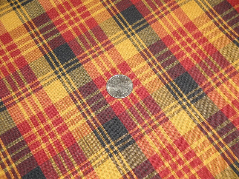 Black Red Dijon Tri Plaid Cotton Homespun Fabric  - product image  