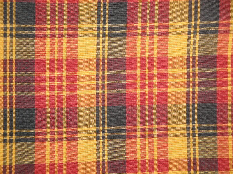 Black Red Dijon Tri Plaid Cotton Homespun Fabric  - product image  