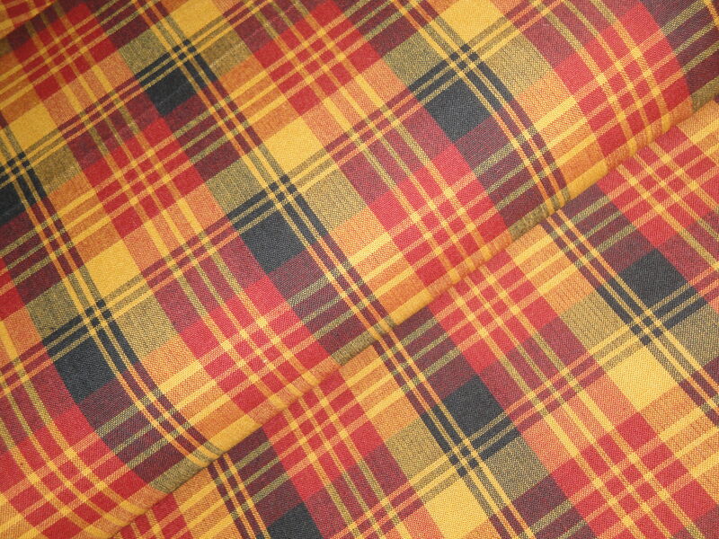Black Red Dijon Tri Plaid Cotton Homespun Fabric  - product image  