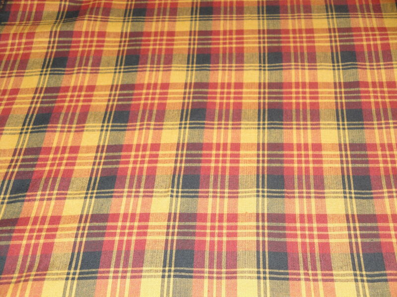 Black Red Dijon Tri Plaid Cotton Homespun Fabric  - product image  