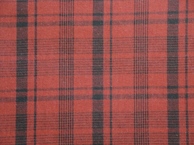 Dunroven House Black On Red Plaid Cotton Homespun Fabric  - product image  