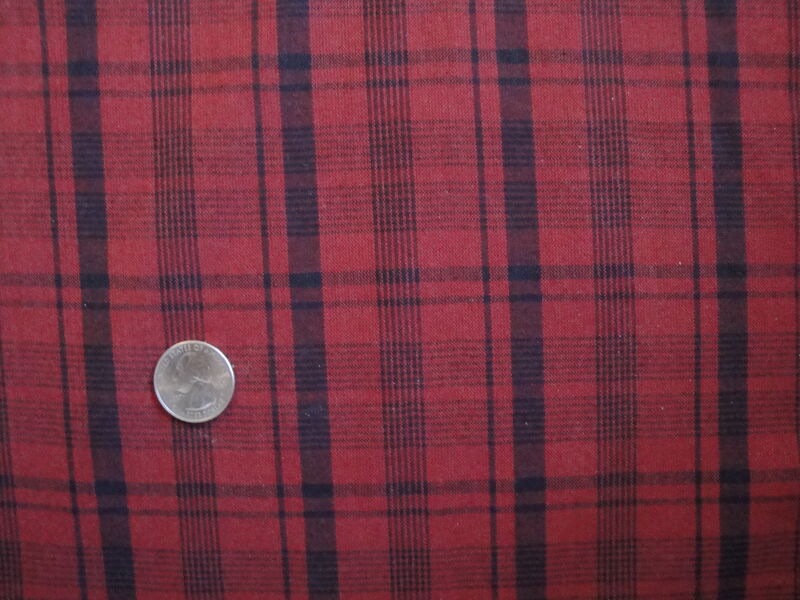 Dunroven House Black On Red Plaid Cotton Homespun Fabric  - product image  