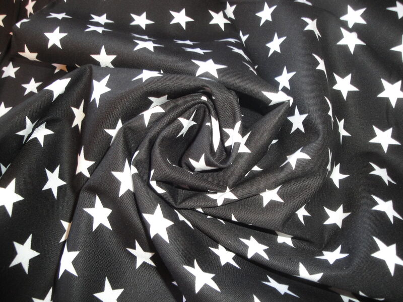 Black With White Stars Cotton Sewing Quilt Fabric - product image  