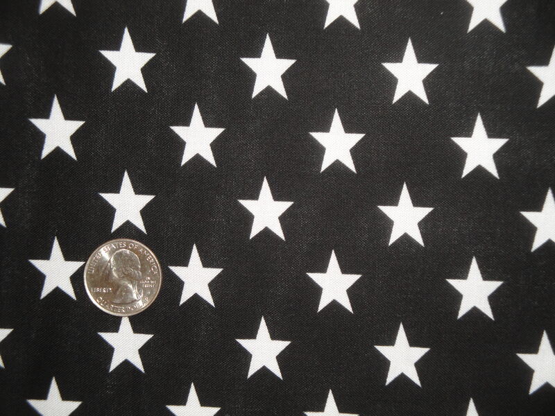 Black With White Stars Cotton Sewing Quilt Fabric - product image  