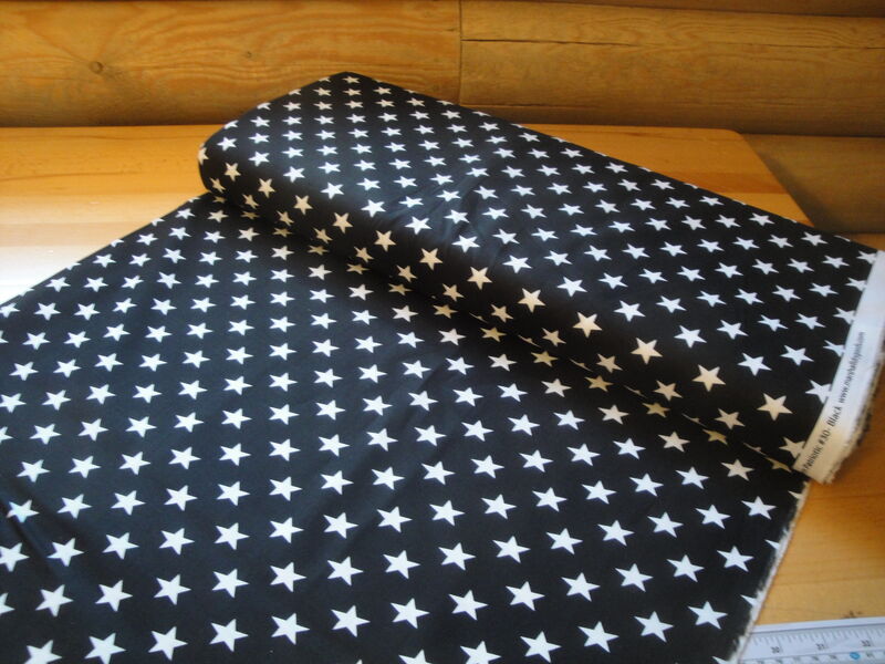 Black With White Stars Cotton Sewing Quilt Fabric - product image  