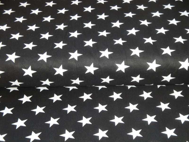 Black With White Stars Cotton Sewing Quilt Fabric - product image  