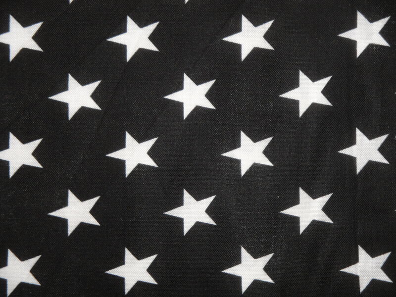 Black With White Stars Cotton Sewing Quilt Fabric - product image  