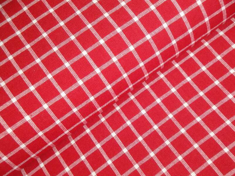 Providence Red White Windowpane Plaid Cotton Homespun Fabric  - product image  