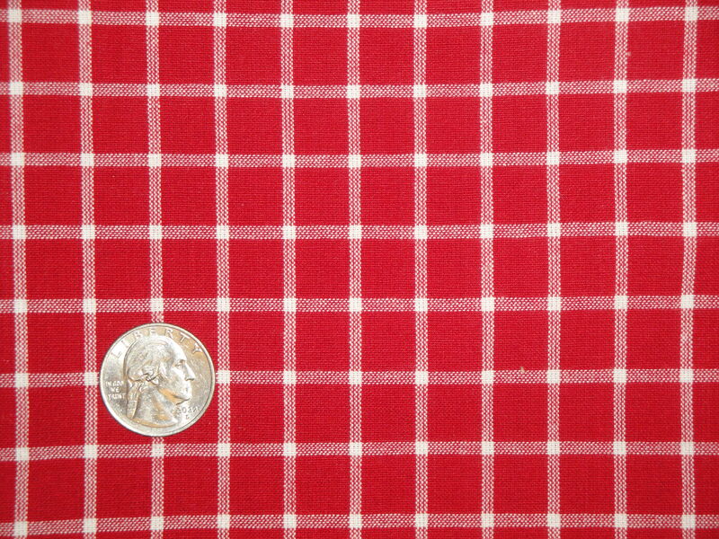 Providence Red White Windowpane Plaid Cotton Homespun Fabric  - product image  