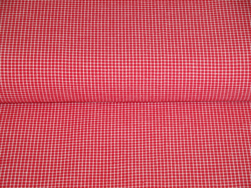 Providence Red White Mini Windowpane Plaid Cotton Homespun Fabric  - product image  