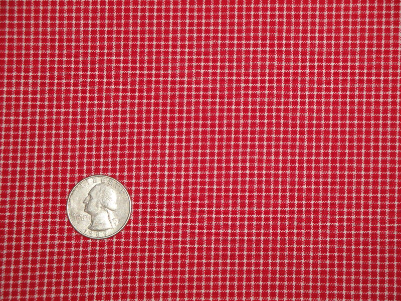 Providence Red White Mini Windowpane Plaid Cotton Homespun Fabric  - product image  