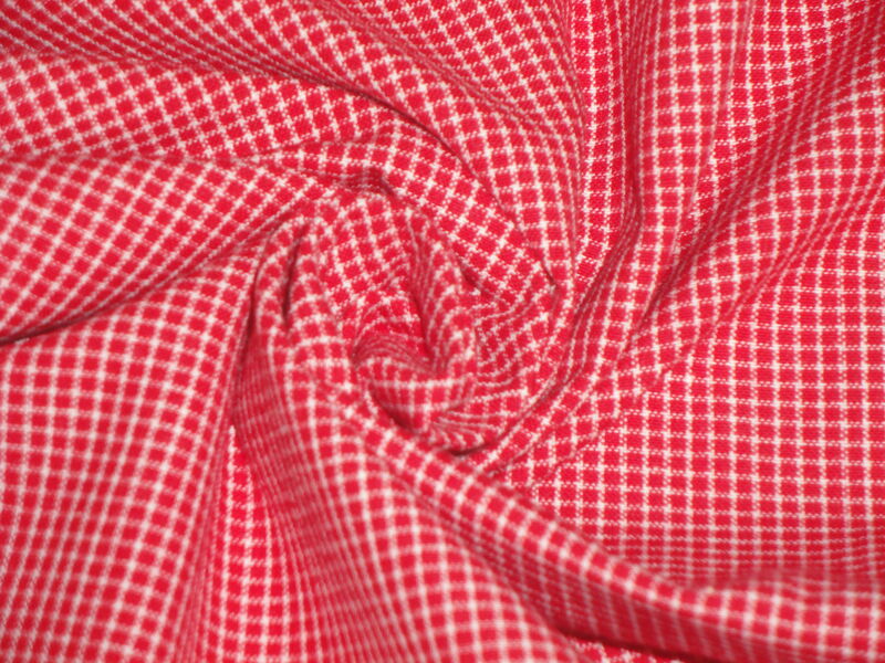 Providence Red White Mini Windowpane Plaid Cotton Homespun Fabric  - product image  