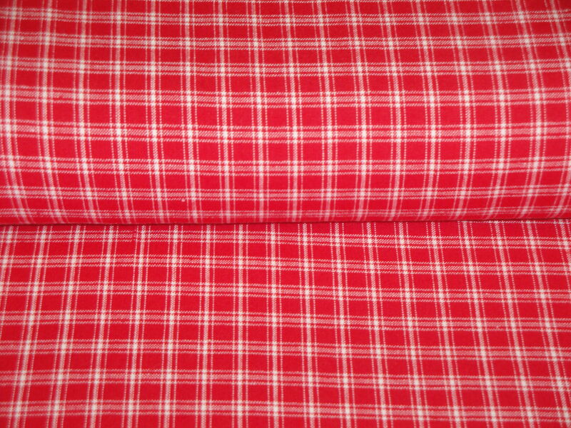 Providence Red White Small Plaid Cotton Homespun Fabric  - product image  