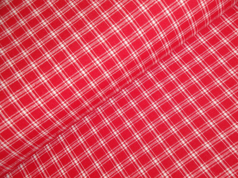 Providence Red White Small Plaid Cotton Homespun Fabric  - product image  