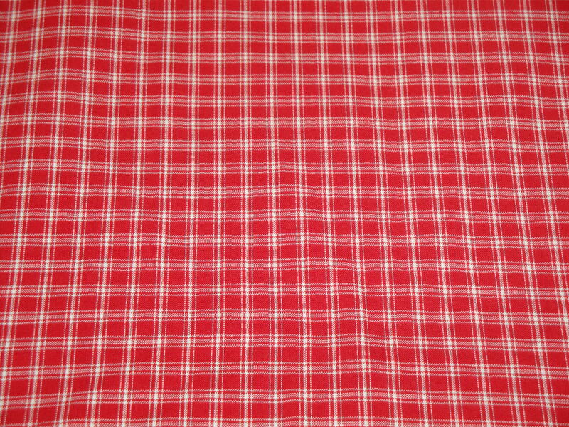 Providence Red White Small Plaid Cotton Homespun Fabric  - product image  