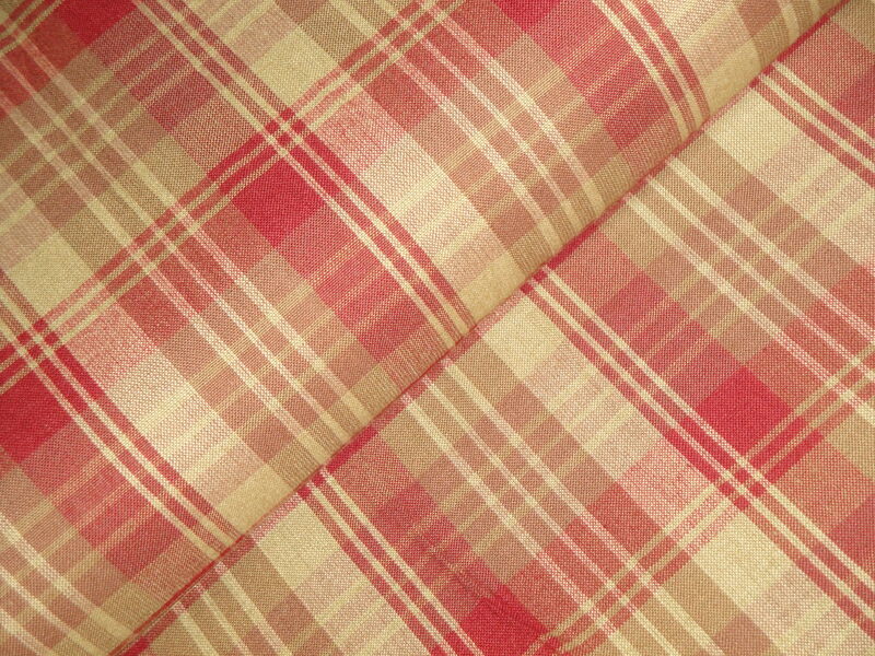  Red Brown Tri Plaid Cotton Homespun Fabric  - product image  