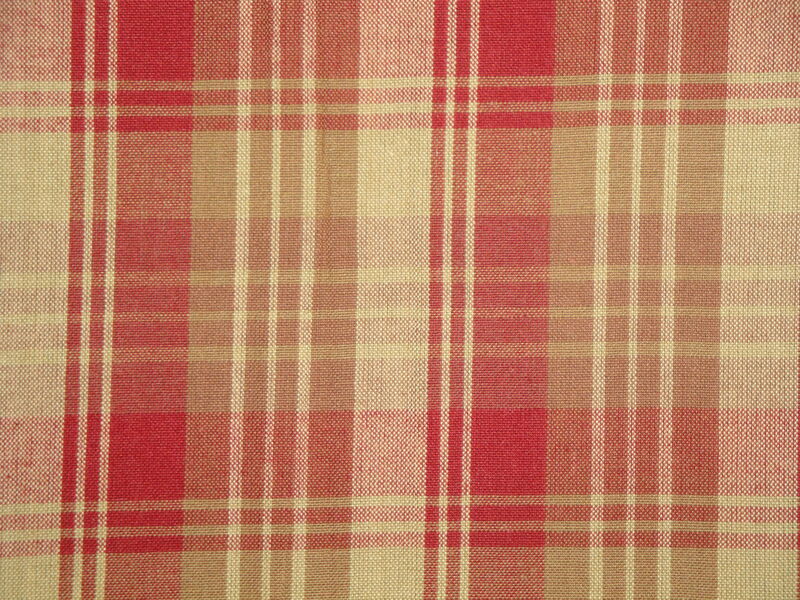  Red Brown Tri Plaid Cotton Homespun Fabric  - product image  