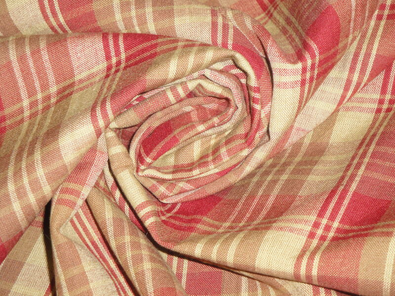 Red Brown Tri Plaid Cotton Homespun Fabric  - product image  
