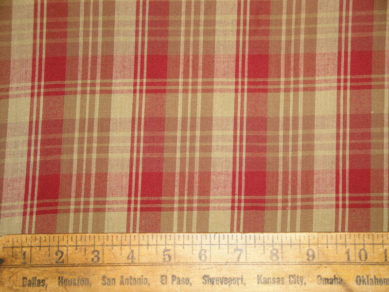  Red Brown Tri Plaid Cotton Homespun Fabric  - product image  