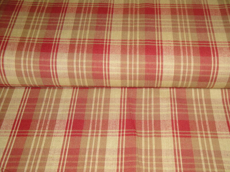  Red Brown Tri Plaid Cotton Homespun Fabric  - product image  
