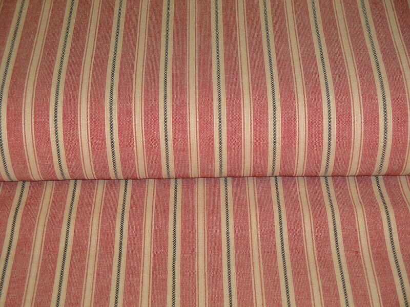 Americana Vintage Collection Diamond Textiles Tea Dye Red Black Dobby Stripe Homespun Fabric - product image  