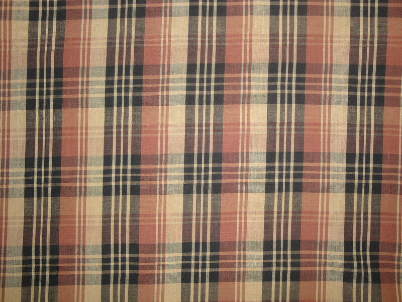 Black Brown Wheat Tri Plaid Cotton Homespun Fabric  - product image  