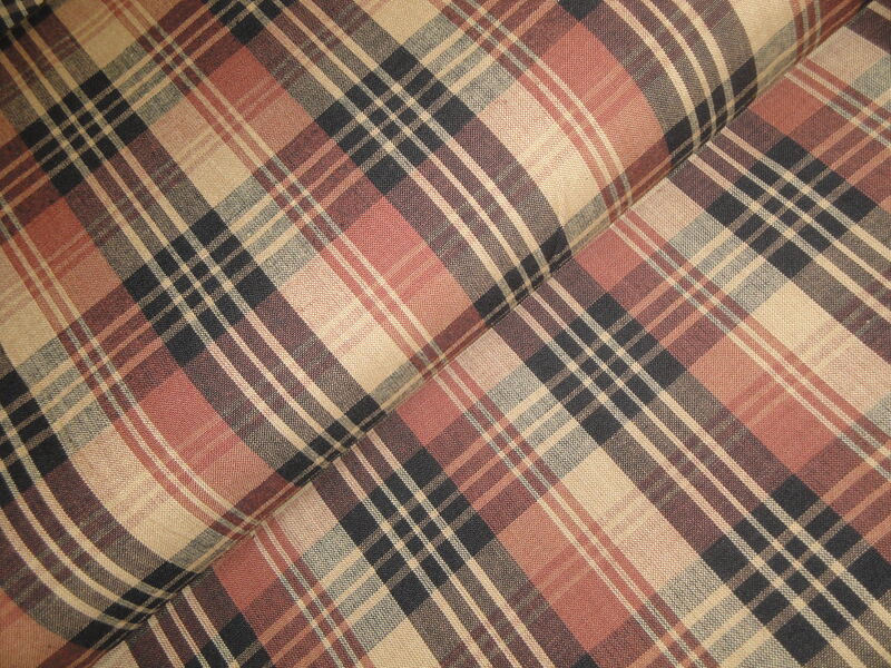 Black Brown Wheat Tri Plaid Cotton Homespun Fabric  - product image  