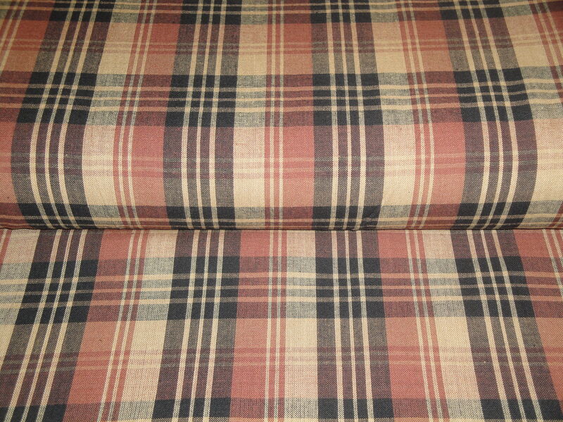 Black Brown Wheat Tri Plaid Cotton Homespun Fabric  - product image  