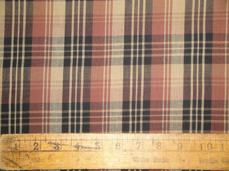 Black Brown Wheat Tri Plaid Cotton Homespun Fabric  - product image  