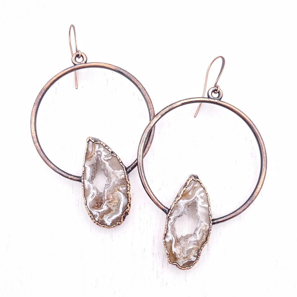 Natural Geode Hoop Earrings - product images  of 