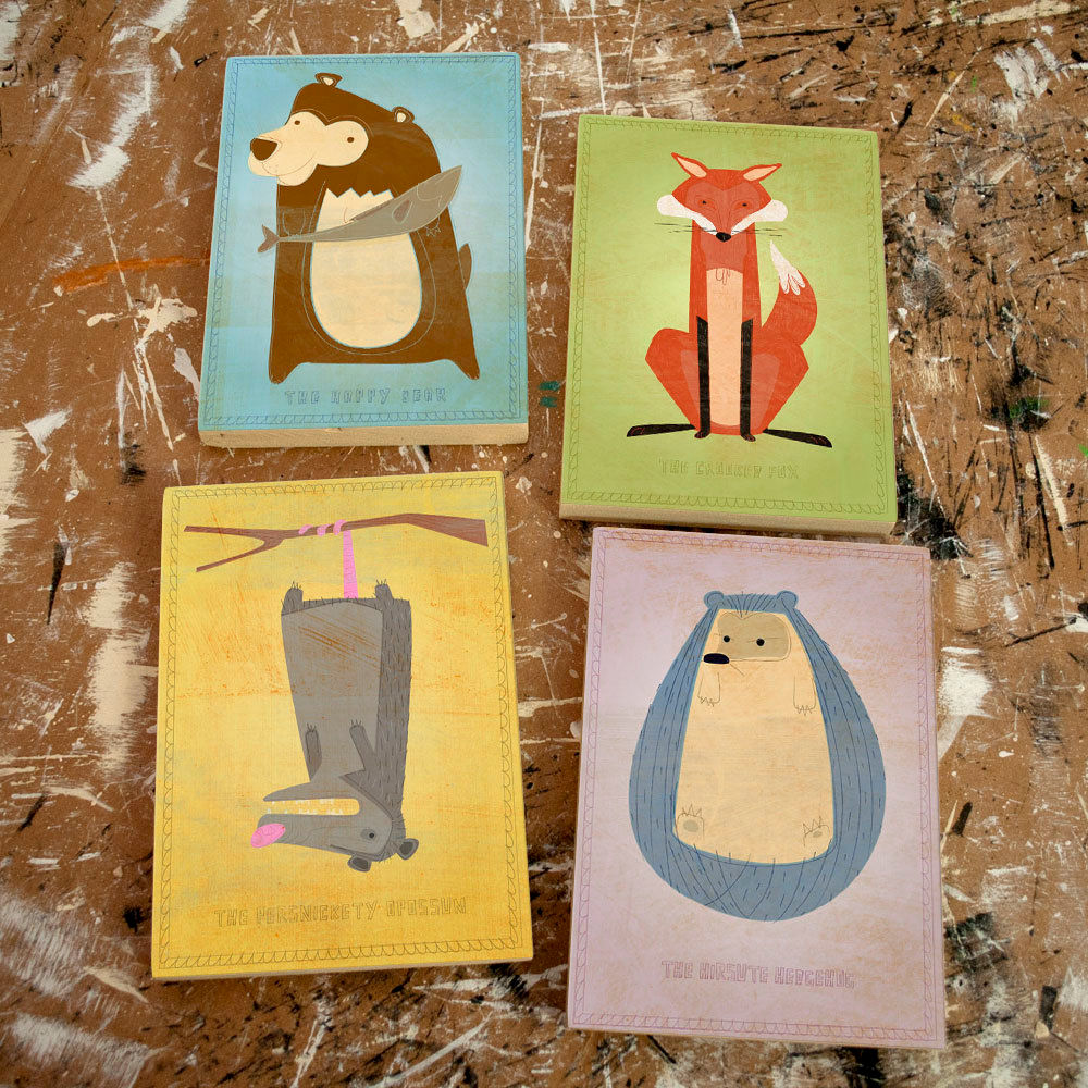Woodland Art Nursery Critter Set Of 4 Woodland Art Nursery Critter Set Of 4 Blocks Pick 5 X 7 Ready To Hang Cute Animal For Kids Rooms