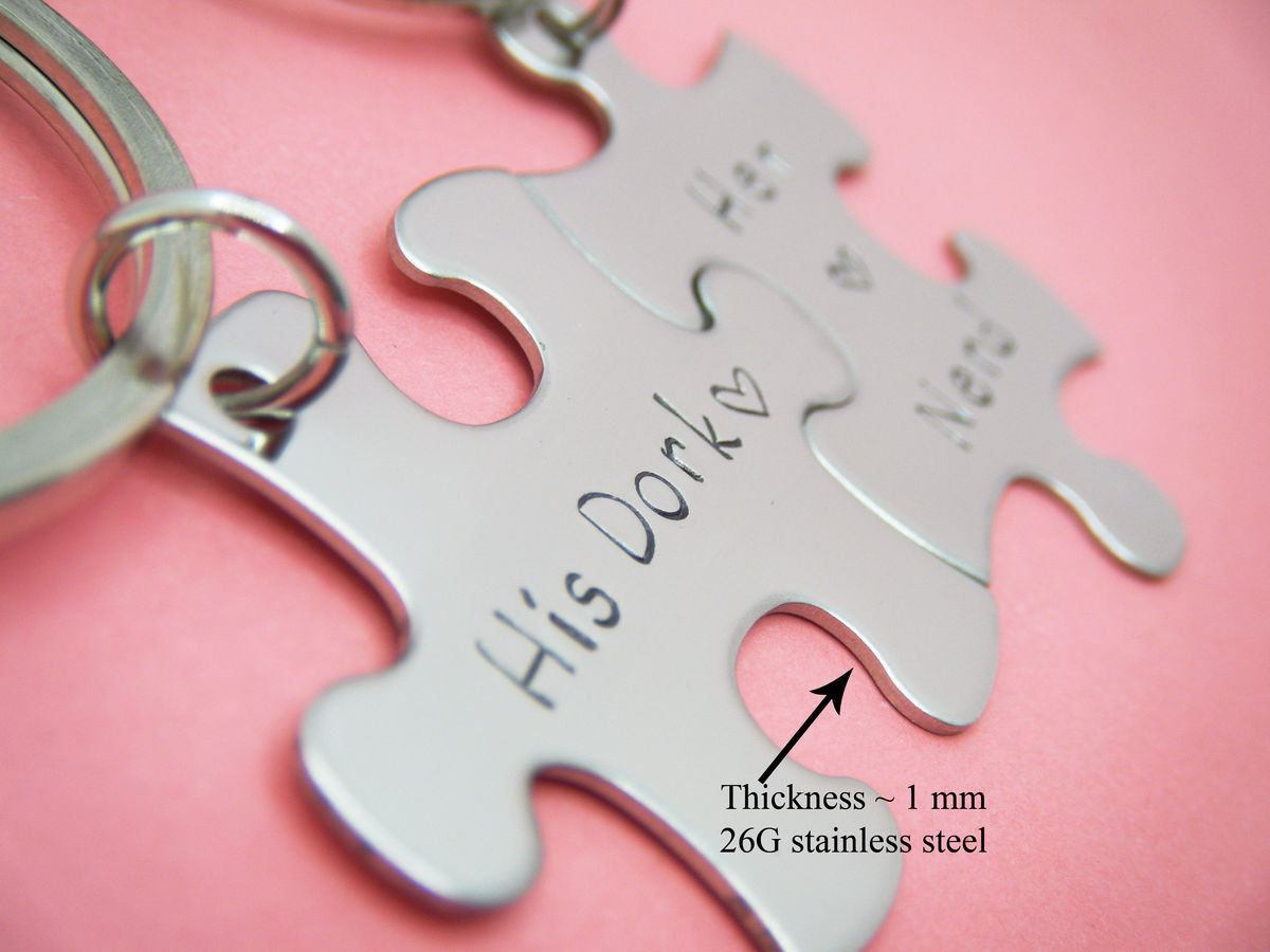 Personalized Name Puzzle Pieces Keychains for Couples CustomHempTreasures
