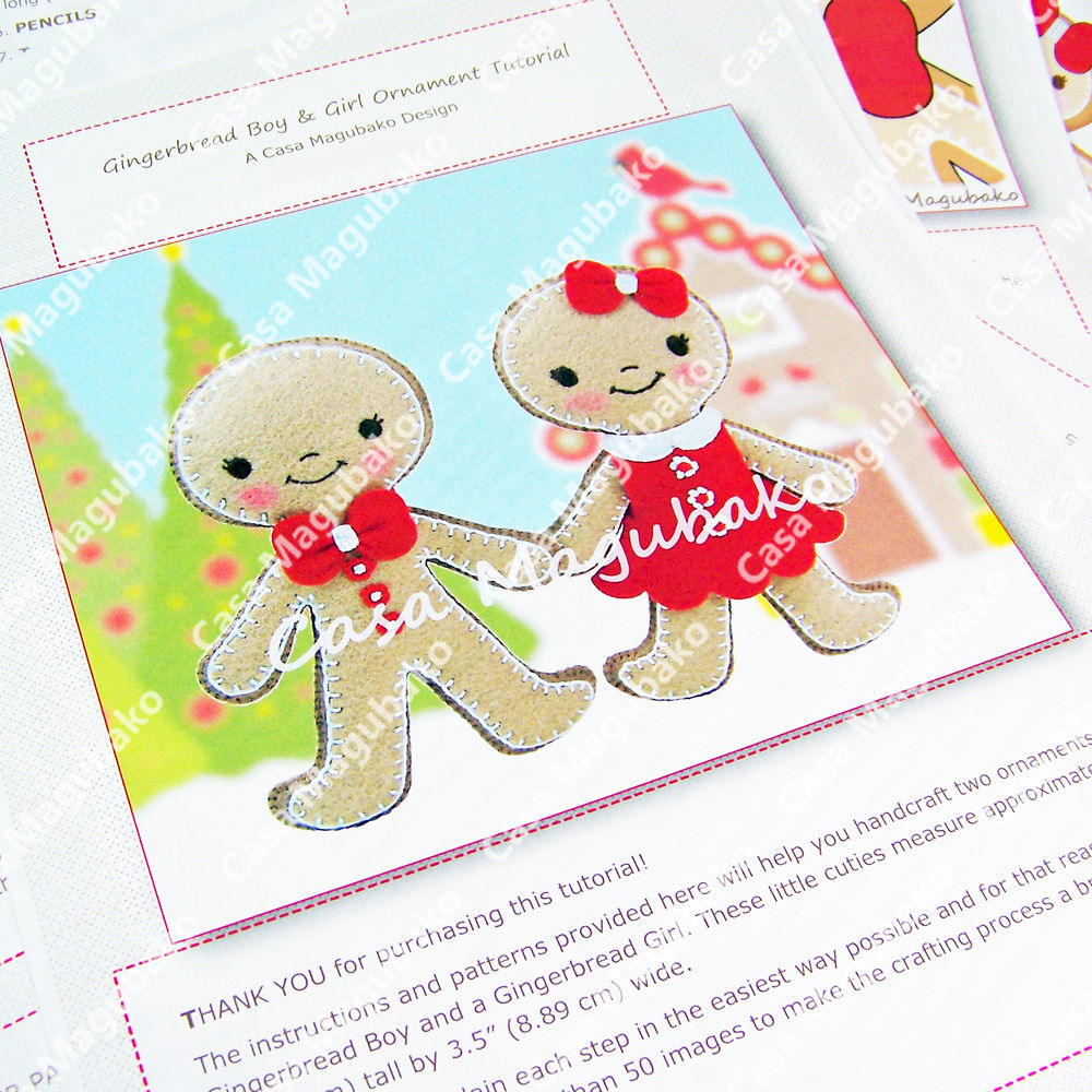 Gingerbread Boy & Girl Ornament Digital Sewing Pattern - DIY - PDF File Tutorial - Casa Magubako