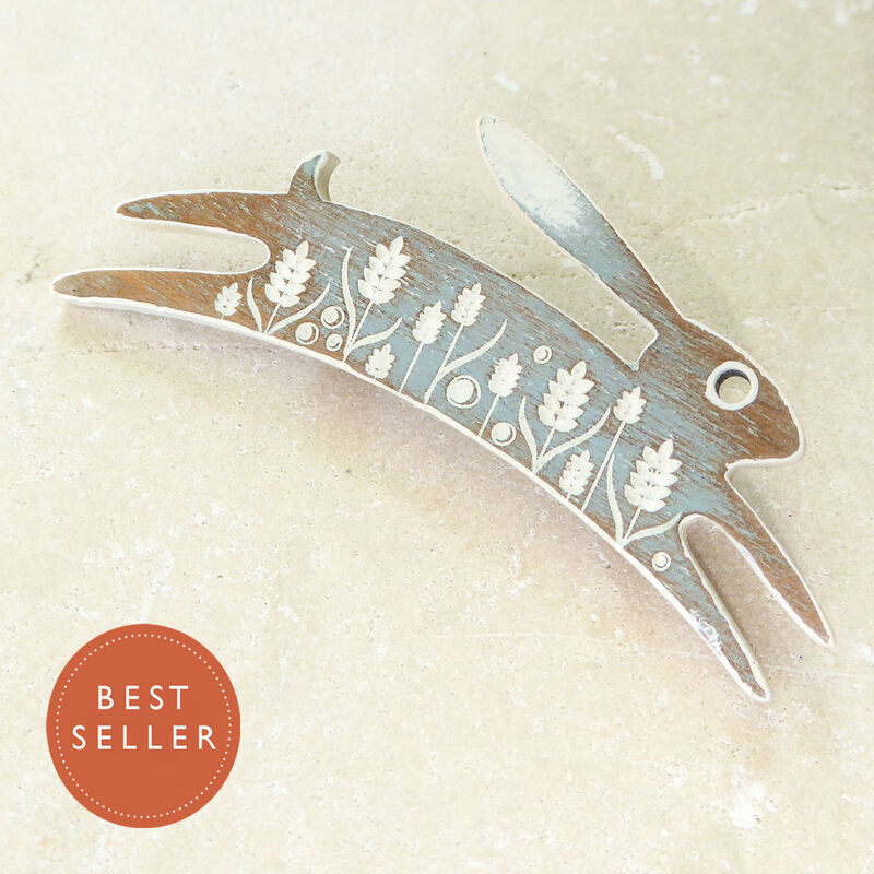 small Hare Brooch (duck egg) - product images  of 