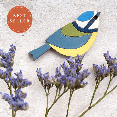 Blue,Tit,-,Hand,Painted,Brooch,Blue Tit, Blue Tit Brooch, Bird Brooch, Hand Painted, Hand Painted Brooch, Laser Cut Jewellery, Laser Cut Brooch, Bird Jewellery, Bird Gifts, Hand Painted Jewellery