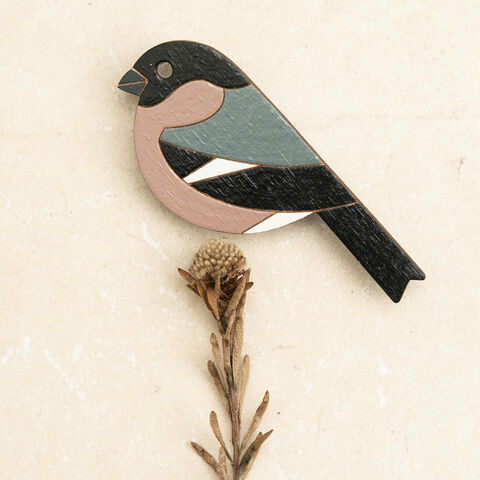 Mrs,Bullfinch,-,Hand,Painted,Brooch,Female Bullfinch, Bullfinch, Bullfinch Brooch, British Birds, Bird Brooch, Bird Jewellery, Laser Cut Brooch, Hand Painted, Hand Painted Jewellery, British Bird Brooch, Bird Lovers, Shark Alley Jewellery