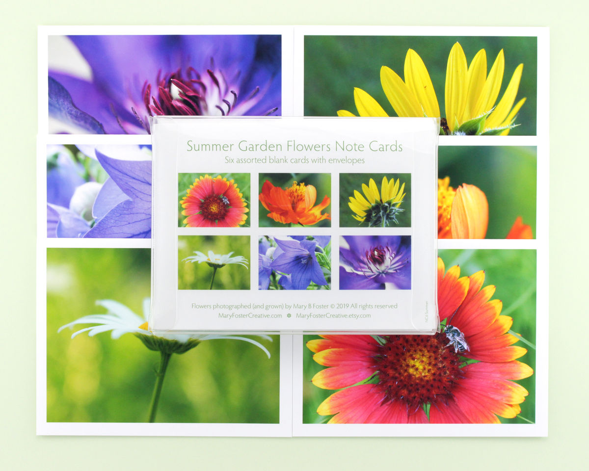 mini note cards botanical illustration notelets Summer ...