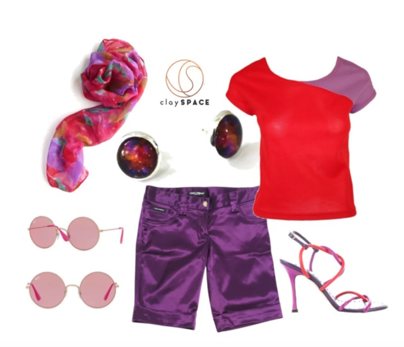 Nebula Earrings with Purple & Red Colors
