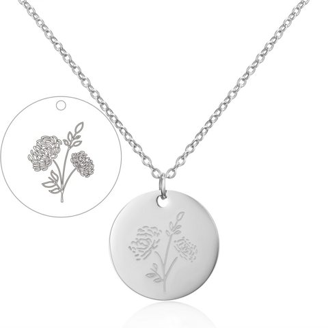 October,Birth,Flower,Necklace,necklace, October, Birth flower, jewelry, accessories, silver necklace