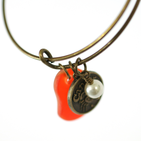 Cancer,Sea,Glass,Charm,Bracelet,bronze, charm bracelet, bracelet, sea star signs, zodiac bracelet, accessories, jewelries