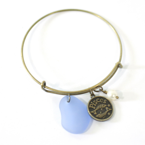 Pisces,Sea,Glass,Charm,Bracelet,bronze bracelet, charm bracelet, sea star signs, bracelet, zodiac charms, accessories, jewelries