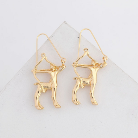 Sagittarius,Gold,Dangle,Earrings, zodiac earrings, gold, earrings, jewelries, accessories, dangle earrings