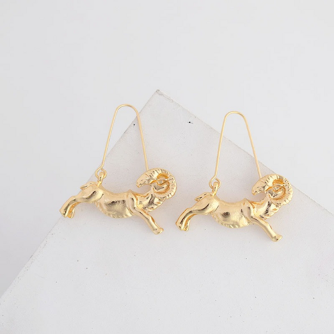 Aries,Gold,Dangle,Earrings, gold, zodiac sign, zodiac jewelries, earrings, gold earrings, jewelries, accessories