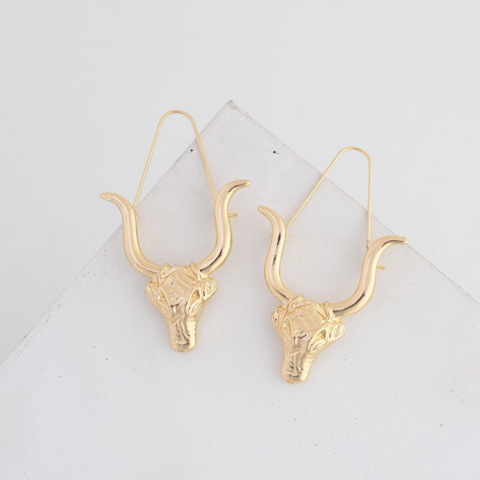 Taurus,Gold,Dangle,Earrings, gold earrings, zodiac sign, zodiac earrings, earrings, gold jewelry, accessories