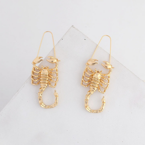 Scorpio,Gold,Dangle,Earrings, gold, zodiac sign, zodiac earrings, gold earrings, earrings, jewelry, accessories