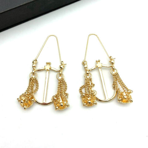 Libra,Gold,Dangle,Earrings, zodiac earrings, zodiac sign, earrings, jewelries, accessories, gold